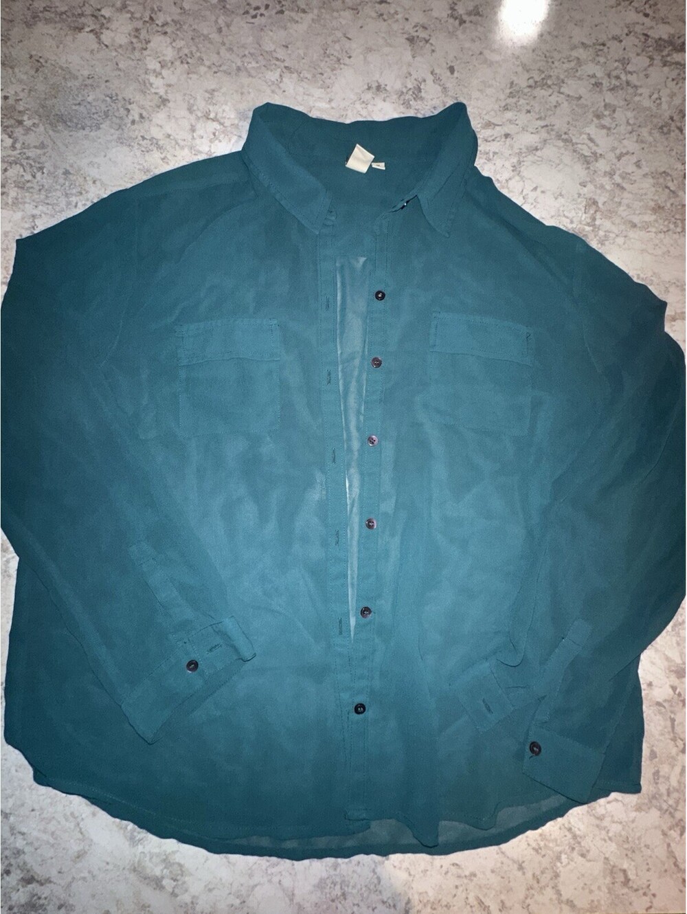 14 1/2 Union Men’s Blue Solid Point Collar Button-Up Long Sleeve Shirt M